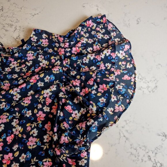 Rachel Roy Blue Floral Flutter Sleeve Blouse - 2X - Picture 7 of 7